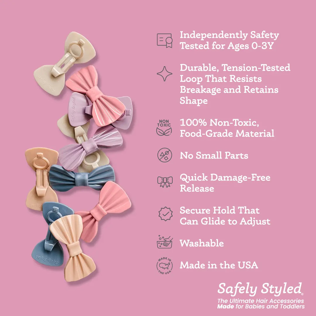 The Marcy - Non-Toxic Hair Accessory for Babies and Toddlers Safely Styled, CLASP-MARCY-ROSE, CLASP-MARCY-RIVER, CLASP-MARCY-DESER, CLASP-MARCY-LILAC, CLASP-MARCY-MOONB